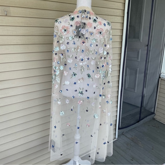 Needle & Thread Wildflower Sequin Midaxi Cape in Ivory Size M/L (NWT) - Picture 7 of 10